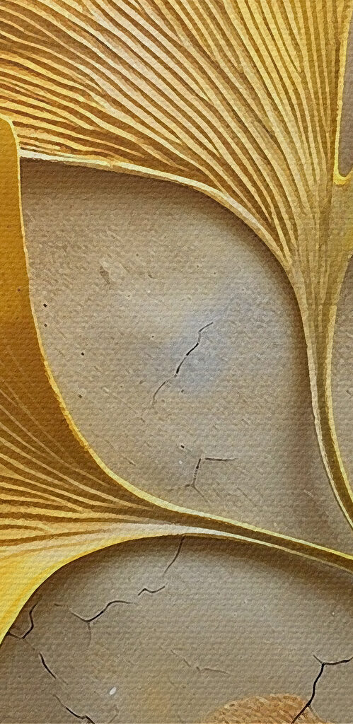 Yellow leaves on a concrete surface