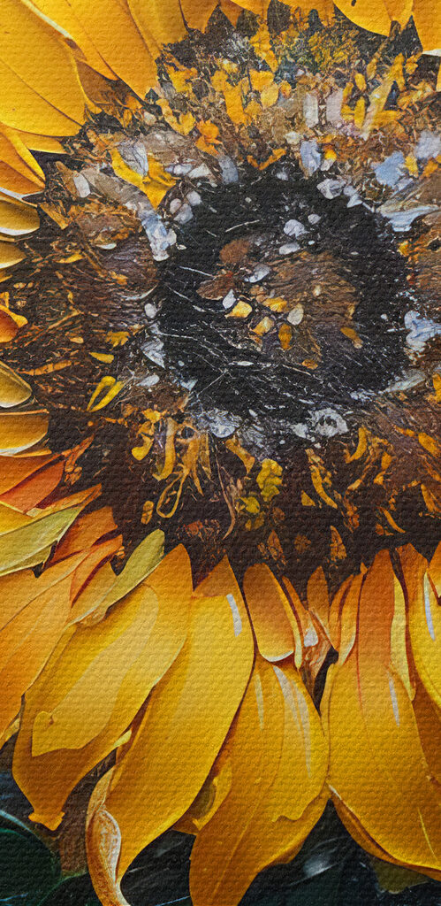 Close up of a painting of sunflowers Close up of a painting of sunflowers