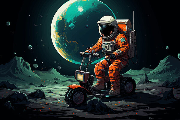 Astronaut na skútri na Mesiaci Astronaut na skútri na Mesiaci