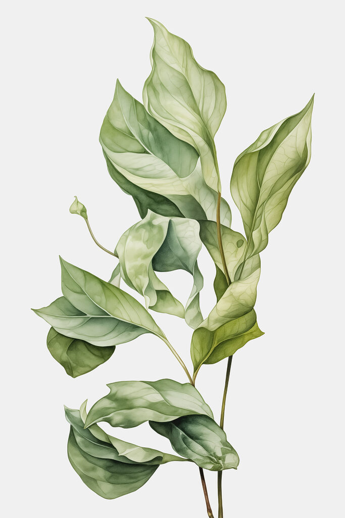 Lush green leaves in soft hues