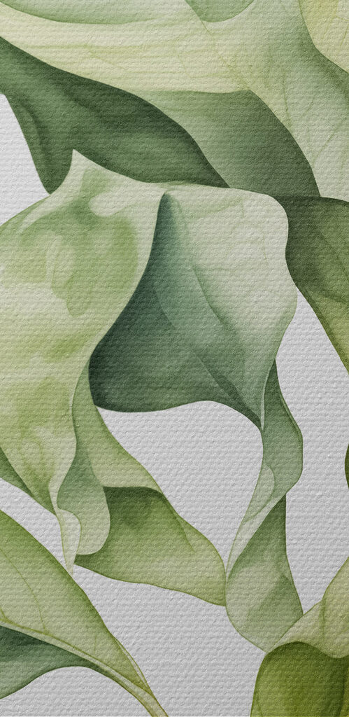 Lush green leaves in soft hues
