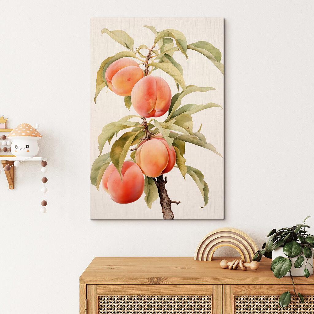 Branch of peaches with leaves