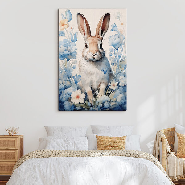 Obraz Maľba králika obklopeného kvetmi (Katalógové číslo: s40886) Obraz Obraz Maľba králika obklopeného kvetmi (Katalógové číslo: s40886)
