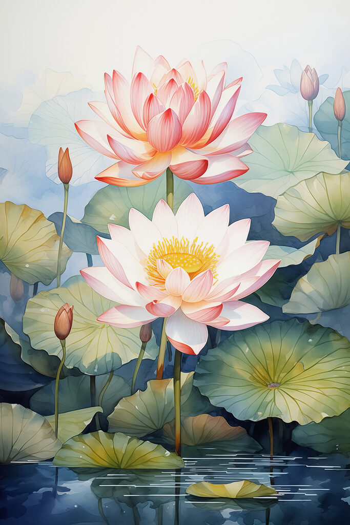 Painting of a flower and leaves
