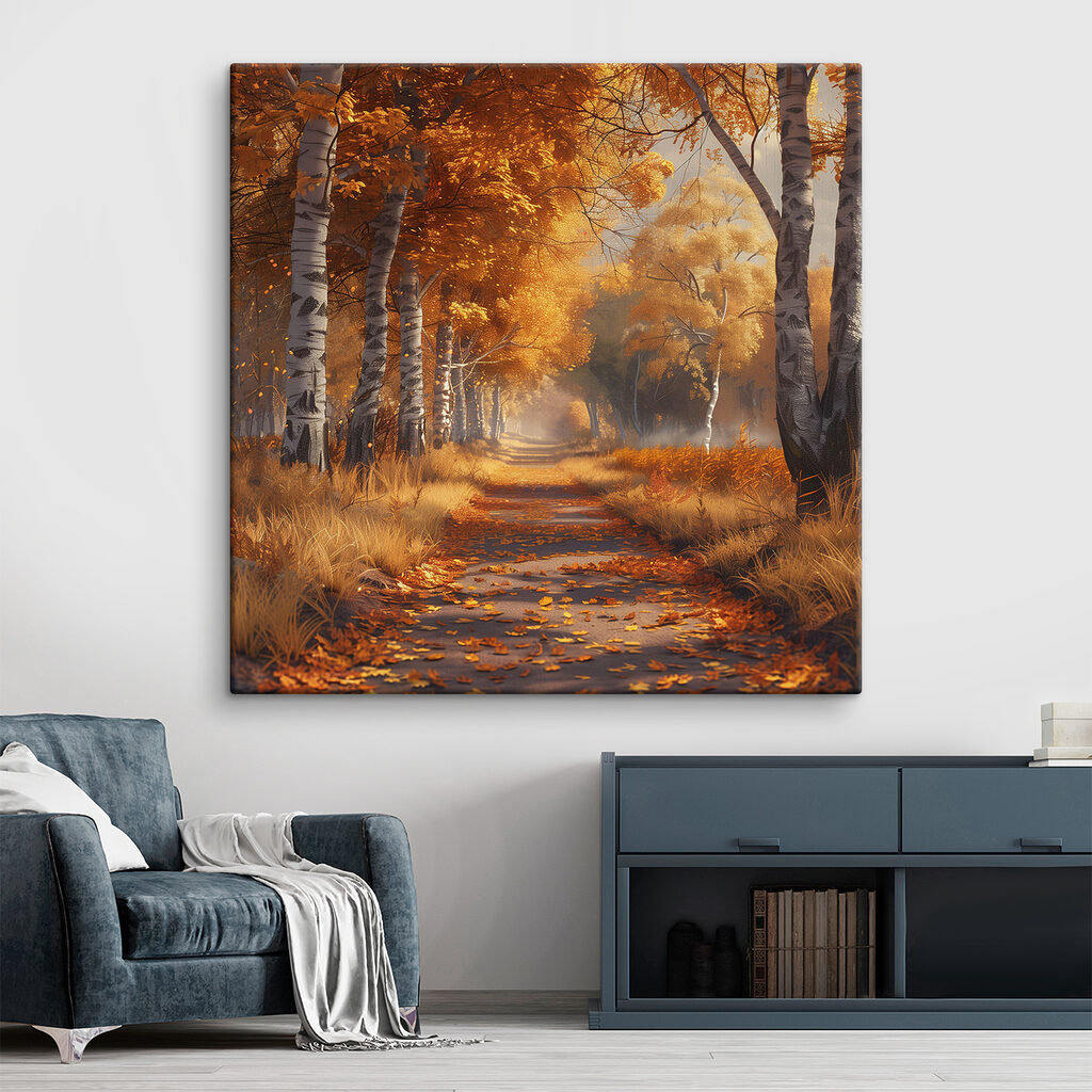 Path with orange leaves on it Path with orange leaves on it