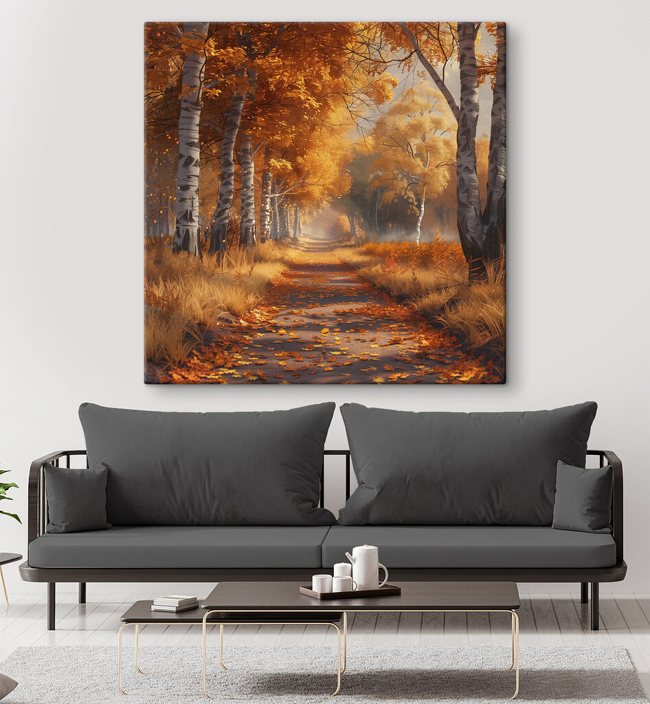 Path with orange leaves on it Path with orange leaves on it