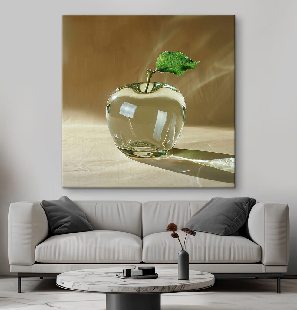 Glass apple with a leaf on it Glass apple with a leaf on it