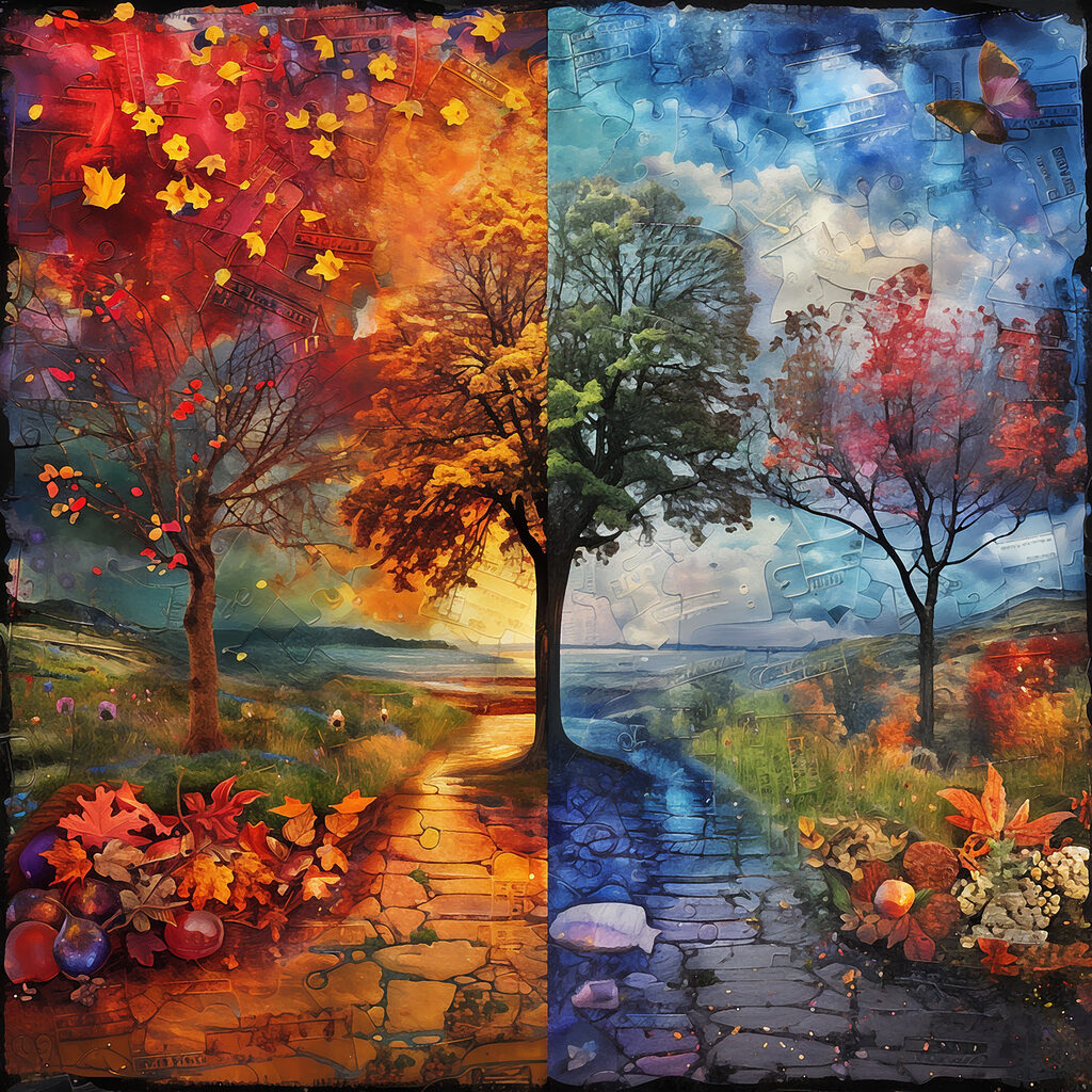 Painting of a tree and a path Painting of a tree and a path