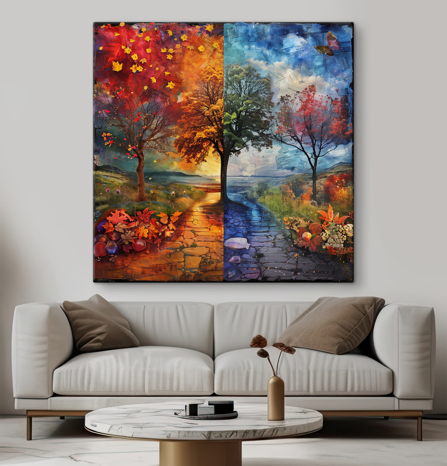 Painting of a tree and a path Painting of a tree and a path