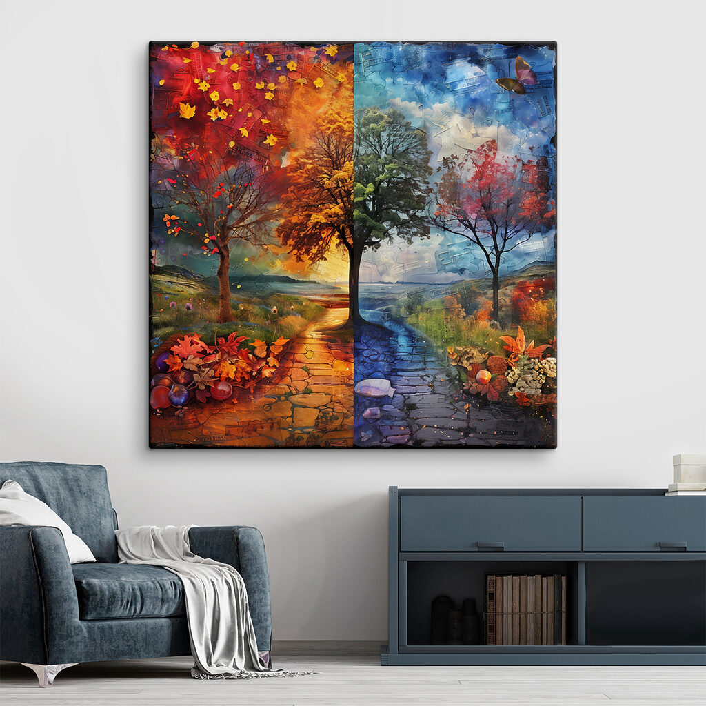 Painting of a tree and a path Painting of a tree and a path