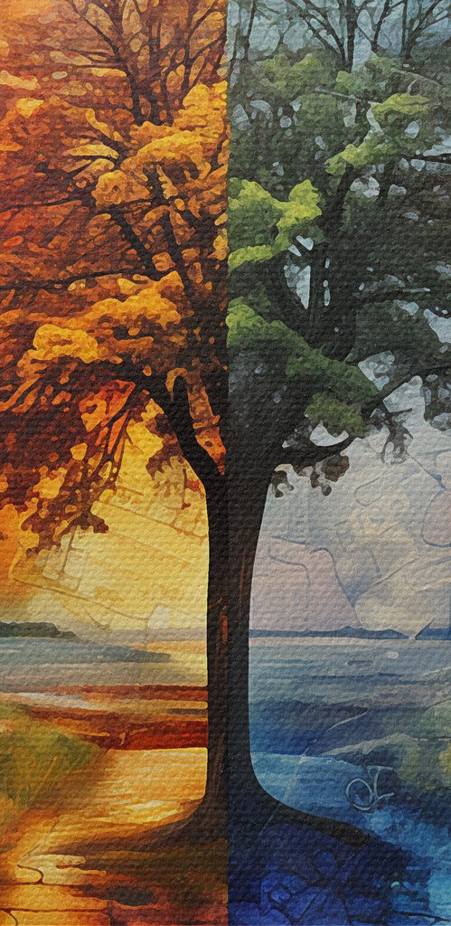 Painting of a tree and a path Painting of a tree and a path