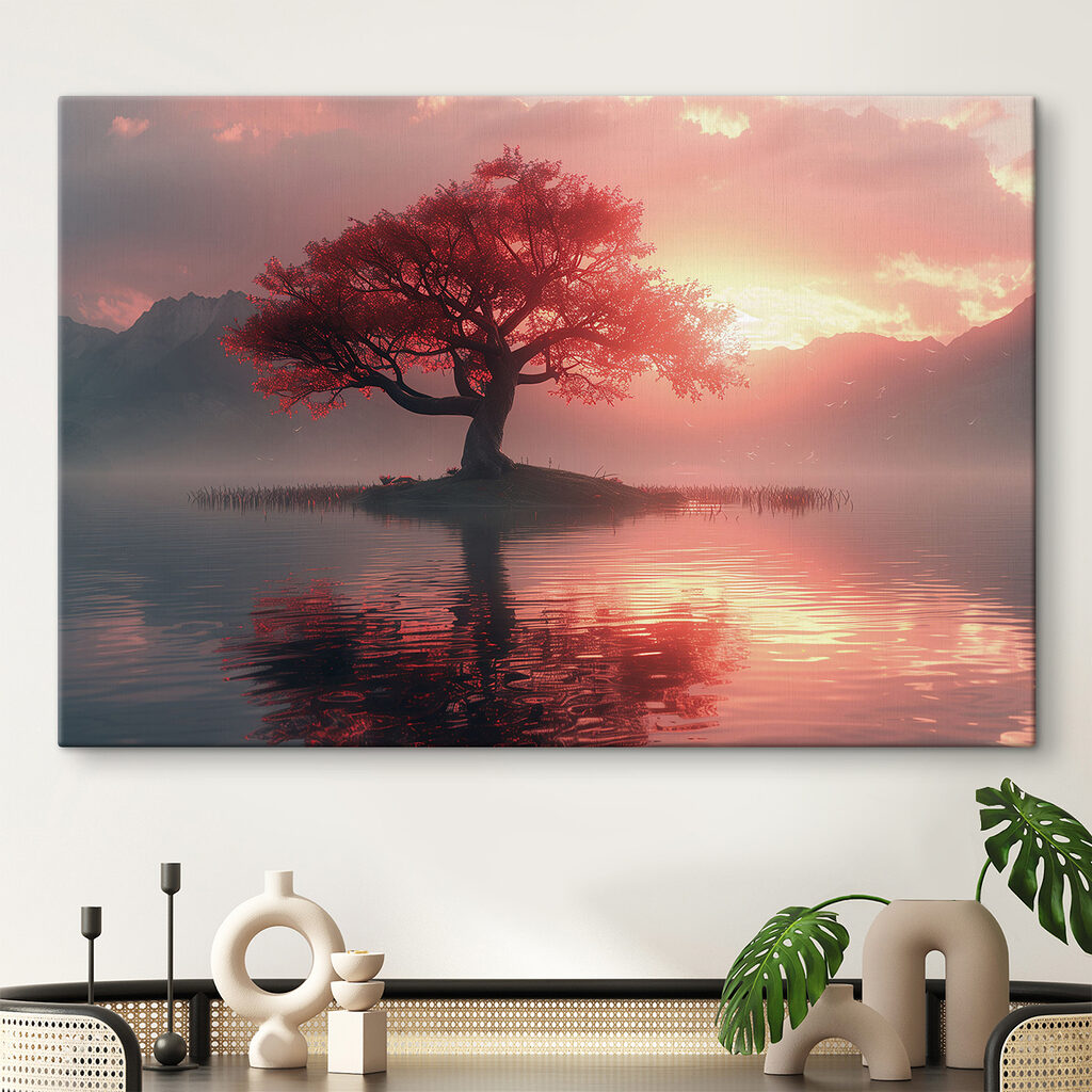 Tree on a small island in water