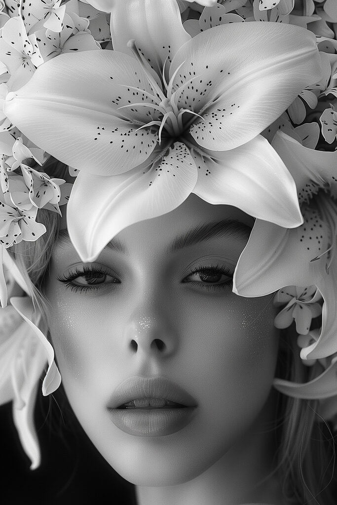 Woman with flowers on her head