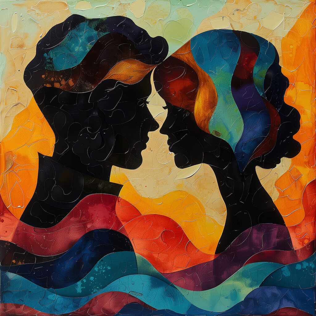 Man and woman looking at each other Man and woman looking at each other