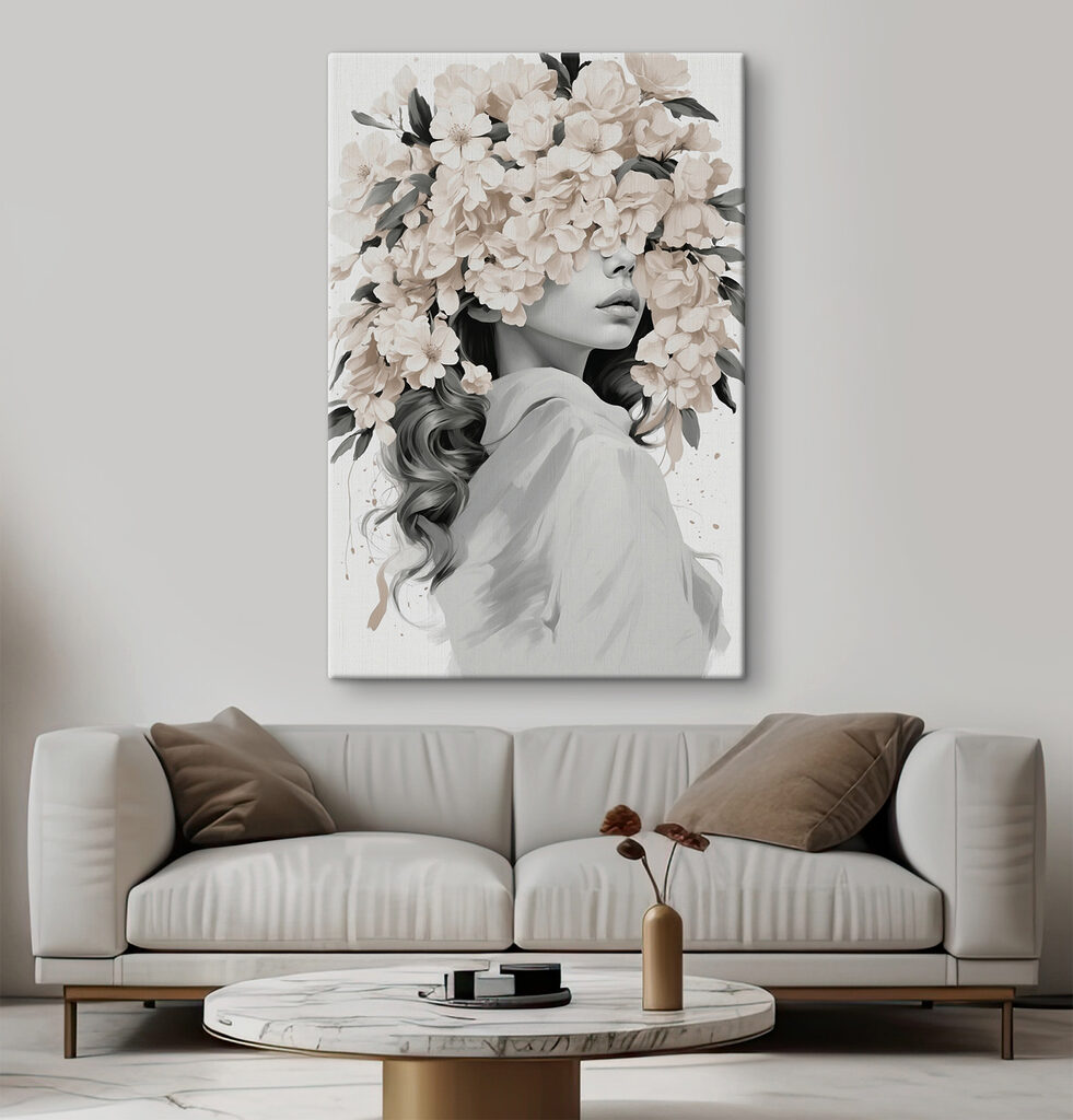 Woman with flowers on her head