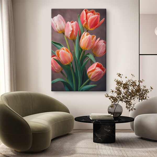 Skupina ružových a žltých tulipánov Skupina ružových a žltých tulipánov
