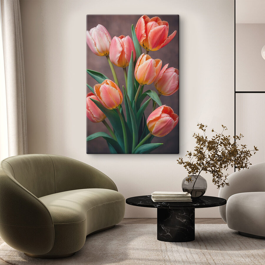 Skupina ružových a žltých tulipánov Skupina ružových a žltých tulipánov