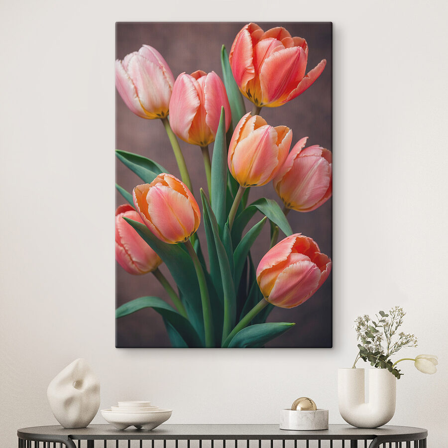 Skupina ružových a žltých tulipánov Skupina ružových a žltých tulipánov