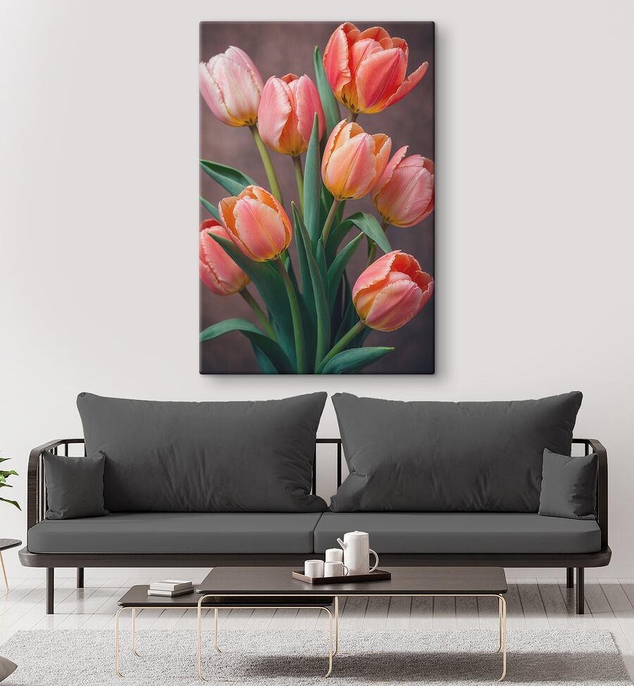 Skupina ružových a žltých tulipánov Skupina ružových a žltých tulipánov