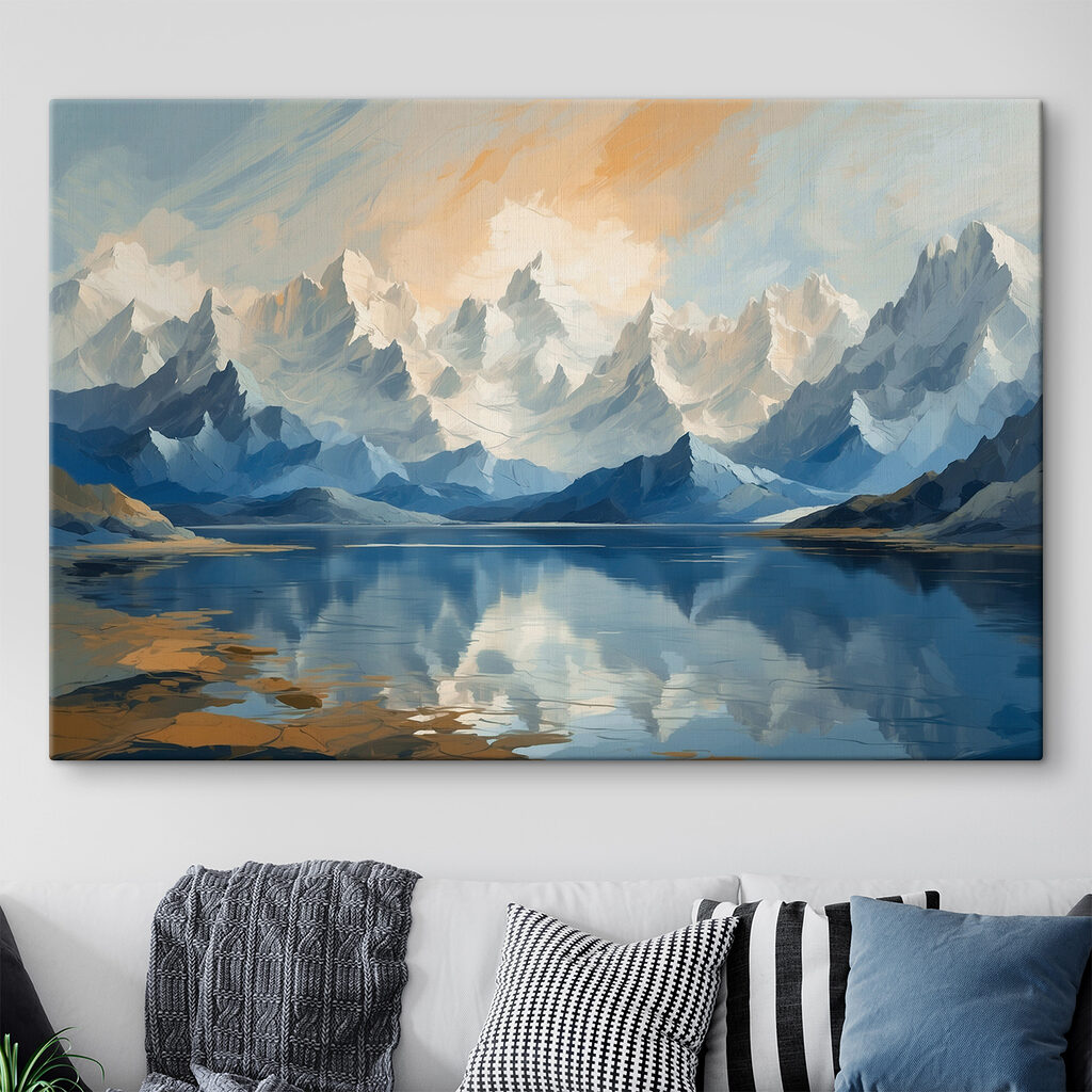 Lake with mountains and clouds