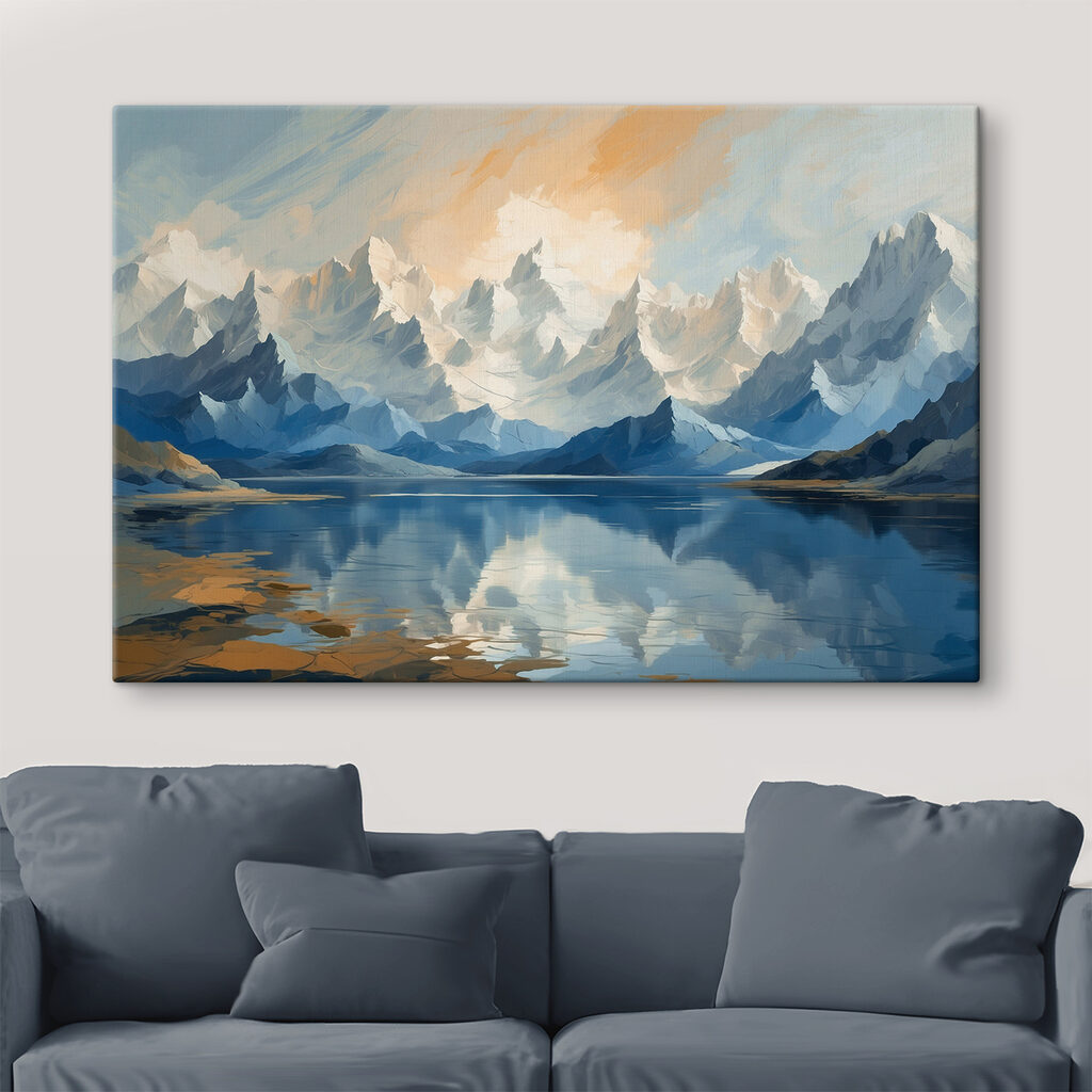 Lake with mountains and clouds