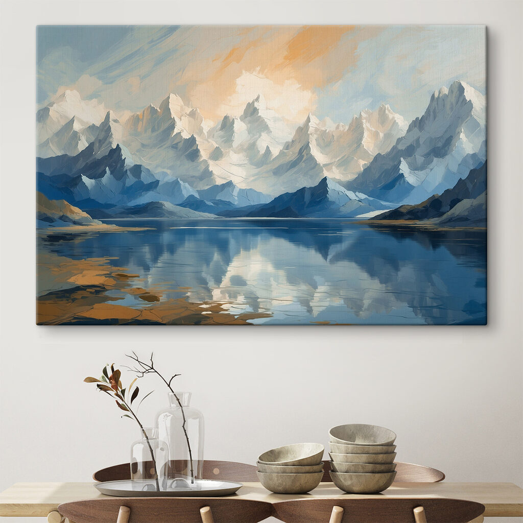 Lake with mountains and clouds