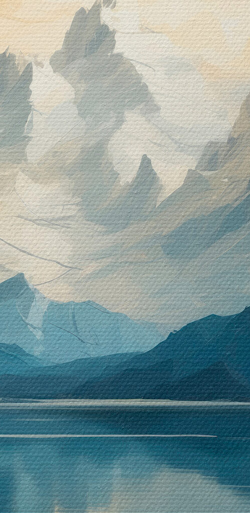 Lake with mountains and clouds