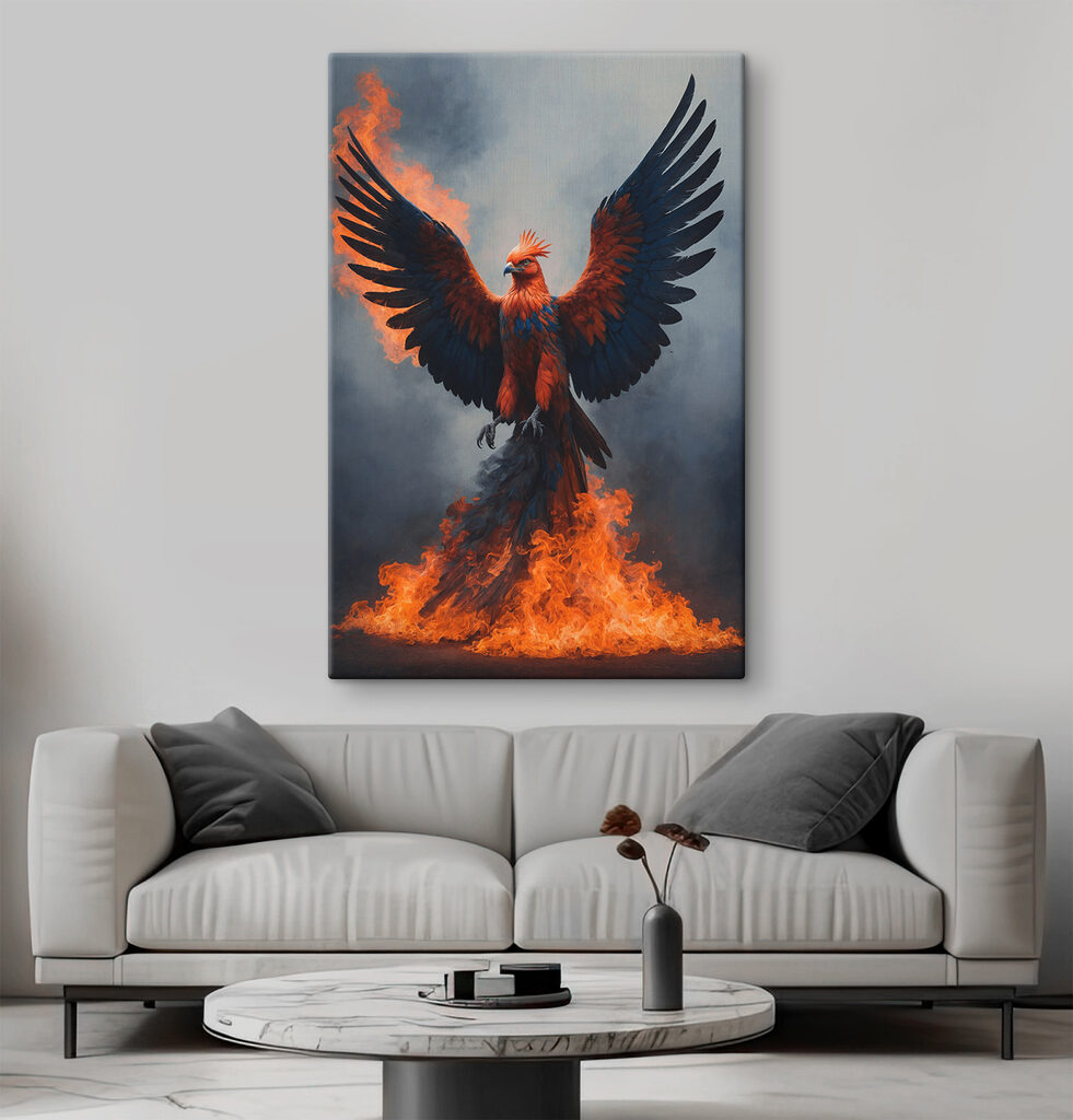 Bird with wings spread out