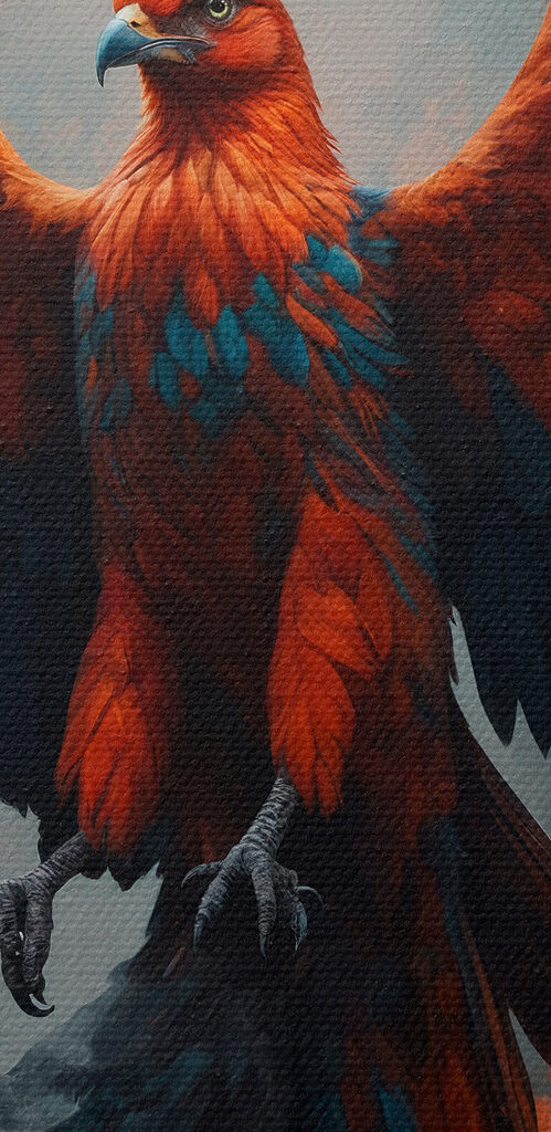 Bird with wings spread out