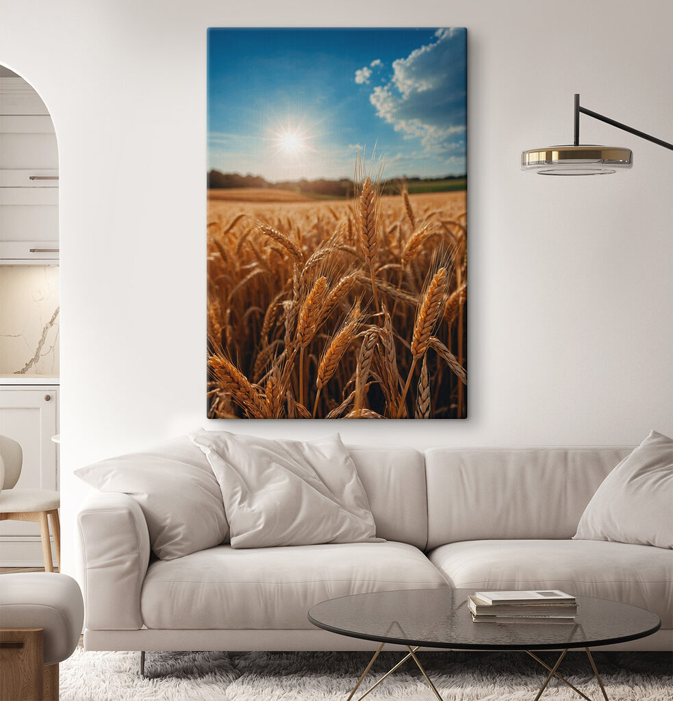 Field of wheat with the sun shining in the background Field of wheat with the sun shining in the background