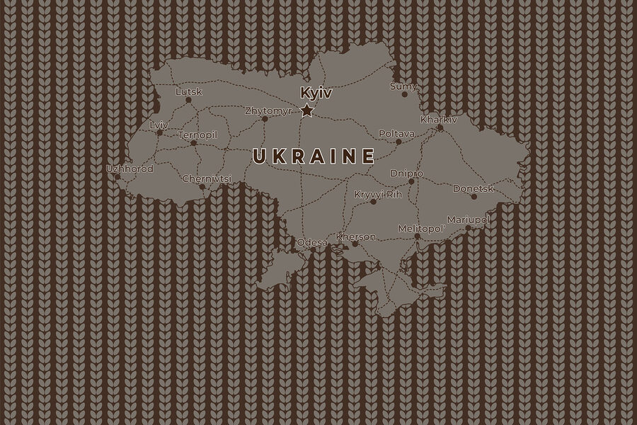 Mapa Ukrajiny s líniami a mestami