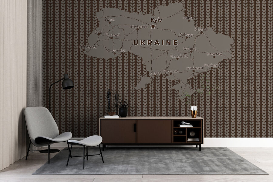 Mapa Ukrajiny s líniami a mestami