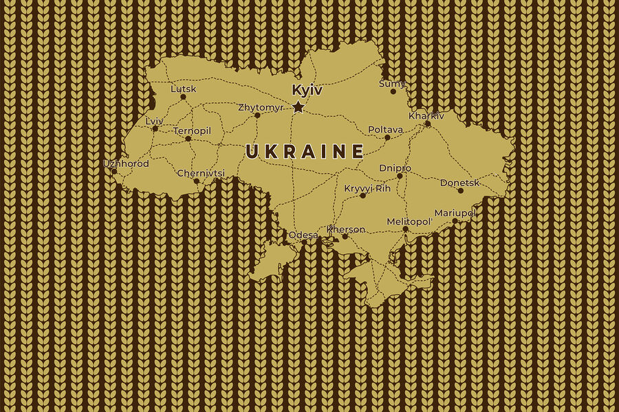 Mapa Ukrajiny s líniami a mestami