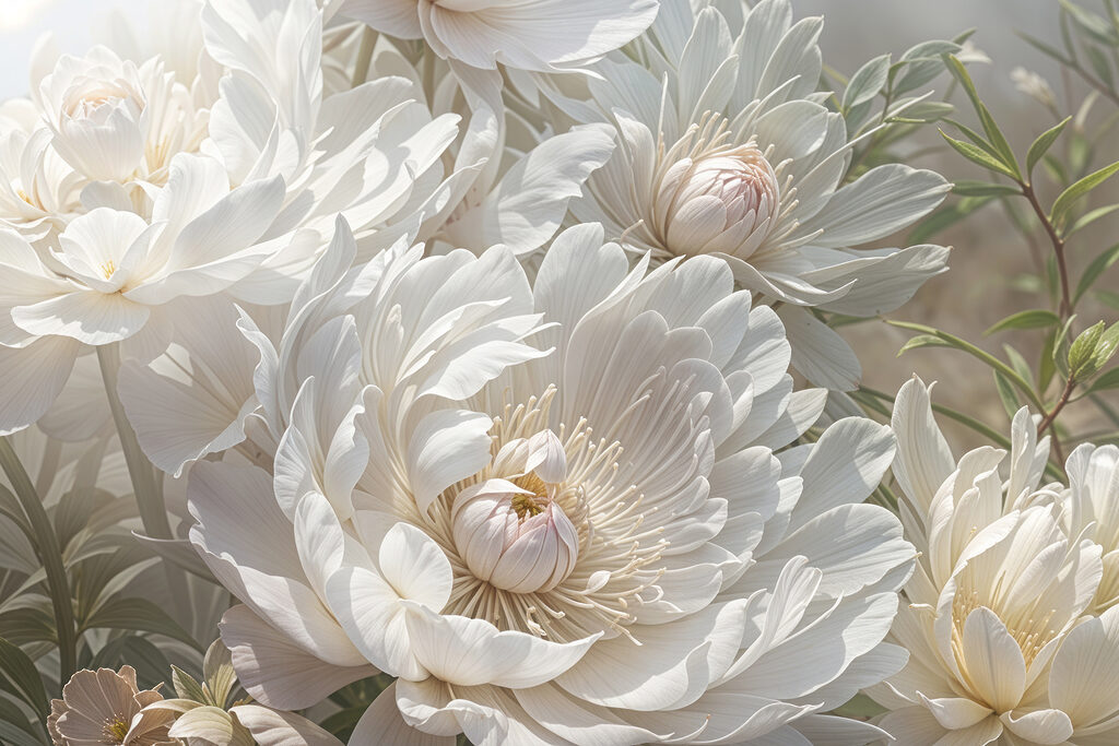 Close up of white flowers