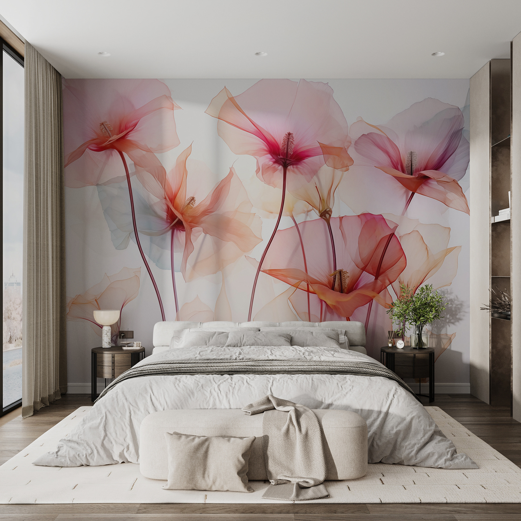 Group of flowers with transparent petals