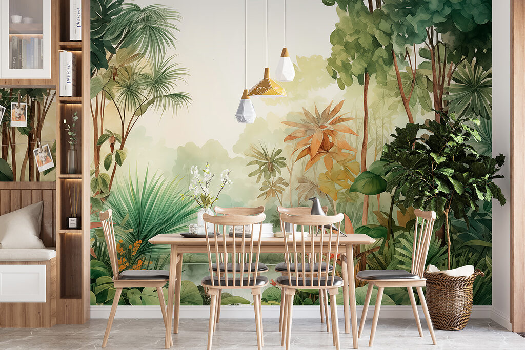 Watercolor painting of a forest