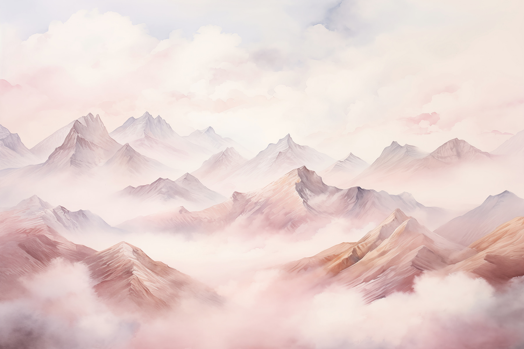 Painting of mountains and clouds Painting of mountains and clouds