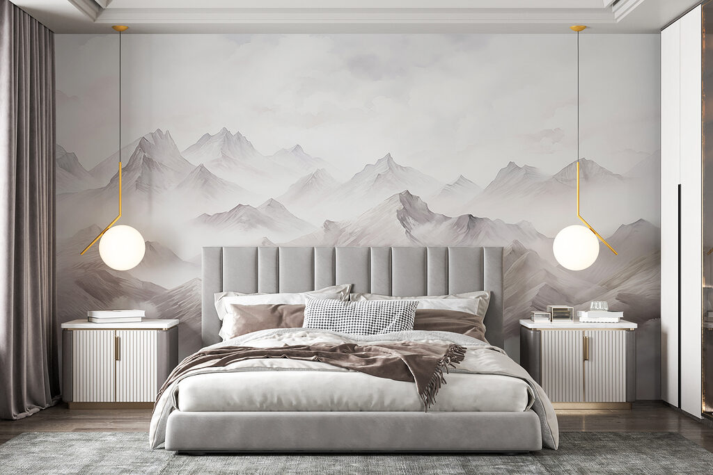 Mountain range with clouds