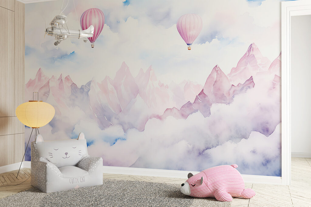 Group of hot air balloons in the sky above clouds Group of hot air balloons in the sky above clouds