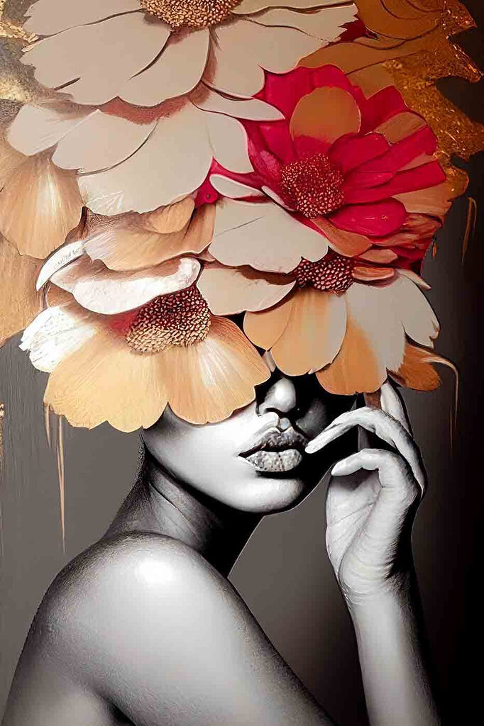 Woman with flowers on her head