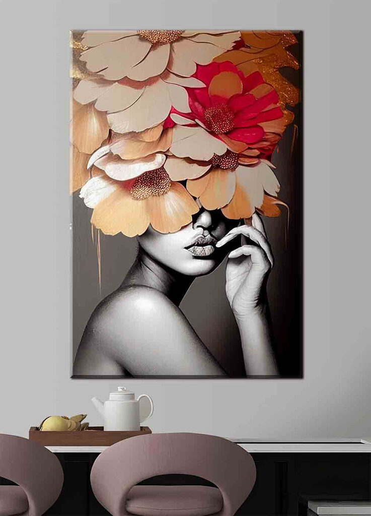 Woman with flowers on her head