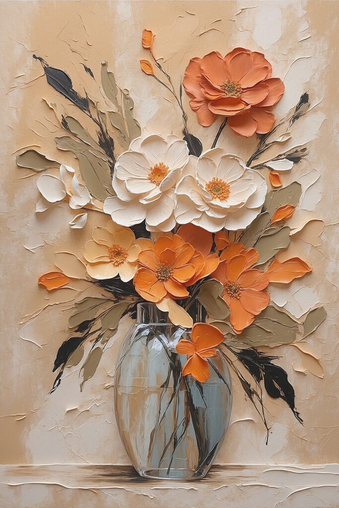 Painting of flowers in a vase Painting of flowers in a vase