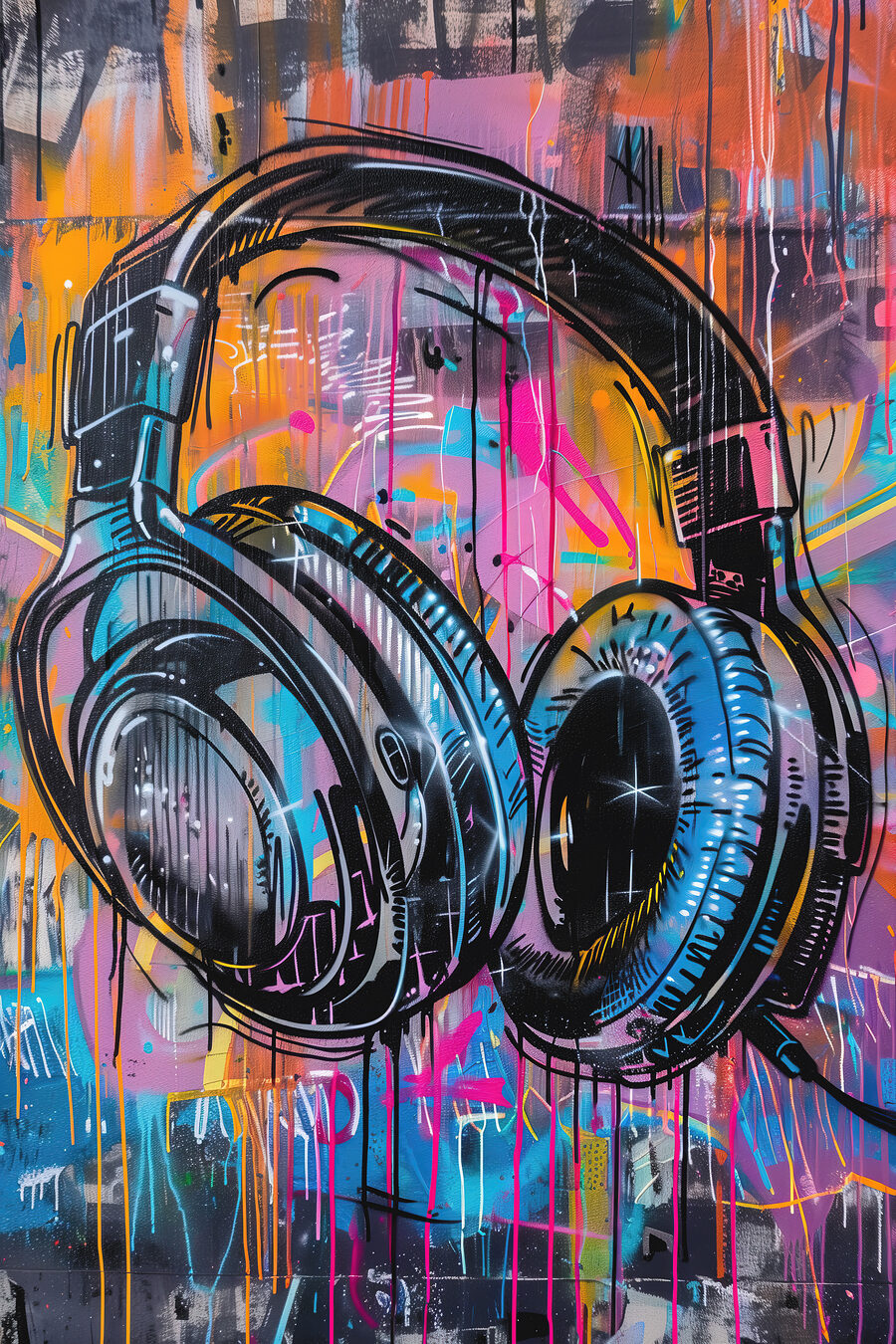 Graffiti slúchadiel na stene