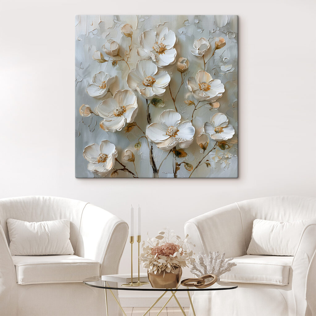 Painting of white flowers Painting of white flowers