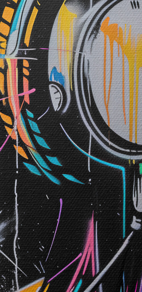 Graffiti of a woman with headphones Graffiti of a woman with headphones