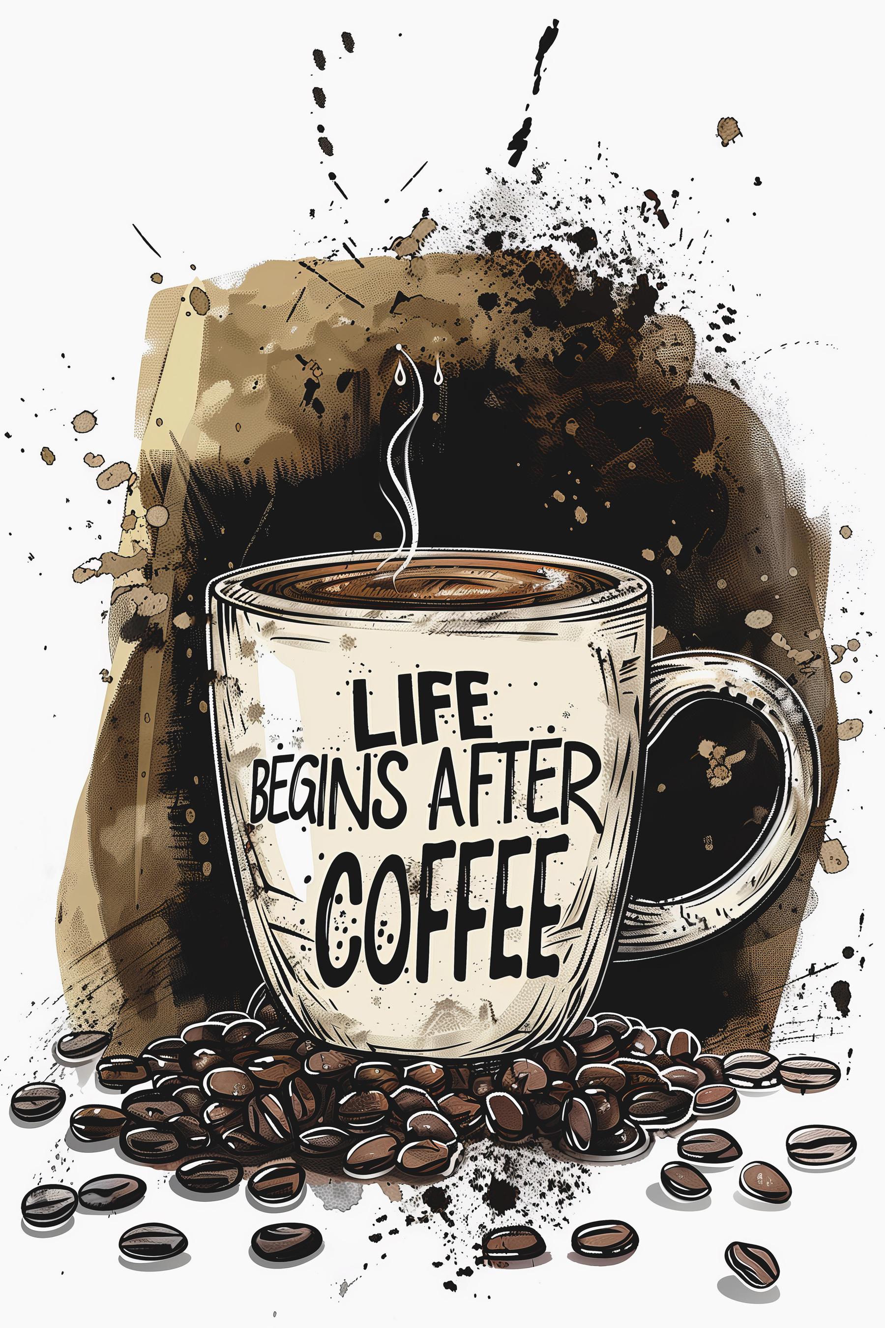 Coffee mug with a steamy liquid in it