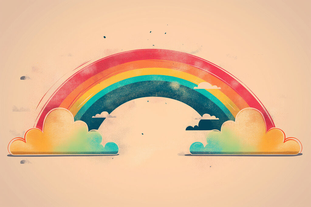 Rainbow and clouds in the sky