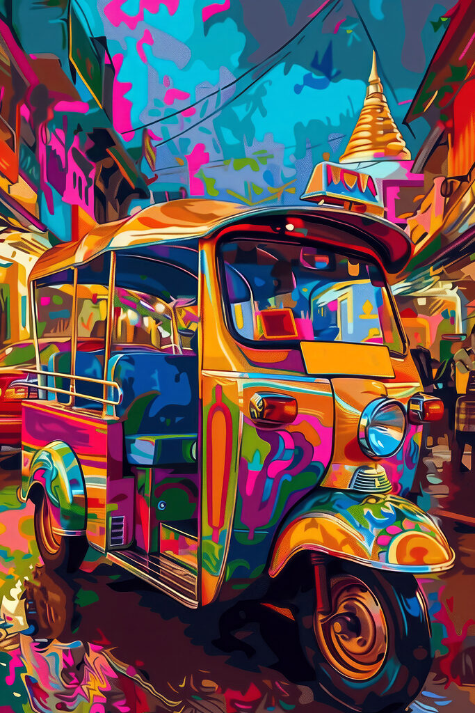 Colorful tuk in a street