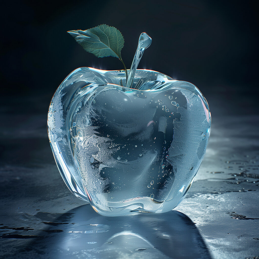 An apple shaped ice with a leaf An apple shaped ice with a leaf