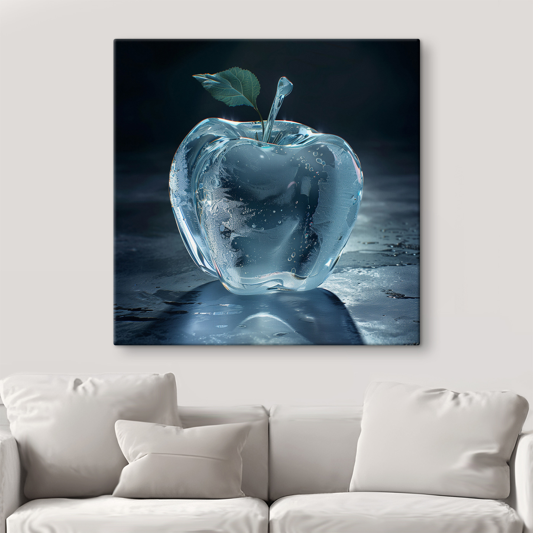 An apple shaped ice with a leaf An apple shaped ice with a leaf